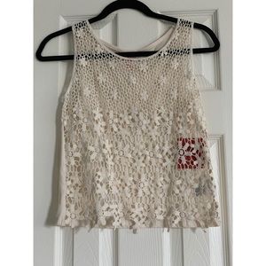 Lace front tank crop top.